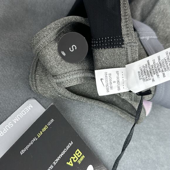 Nike Women Gym Elastic Sports Bra Size Small BV0646 Gray Pink Stripe New NWT - Picture 8 of 8